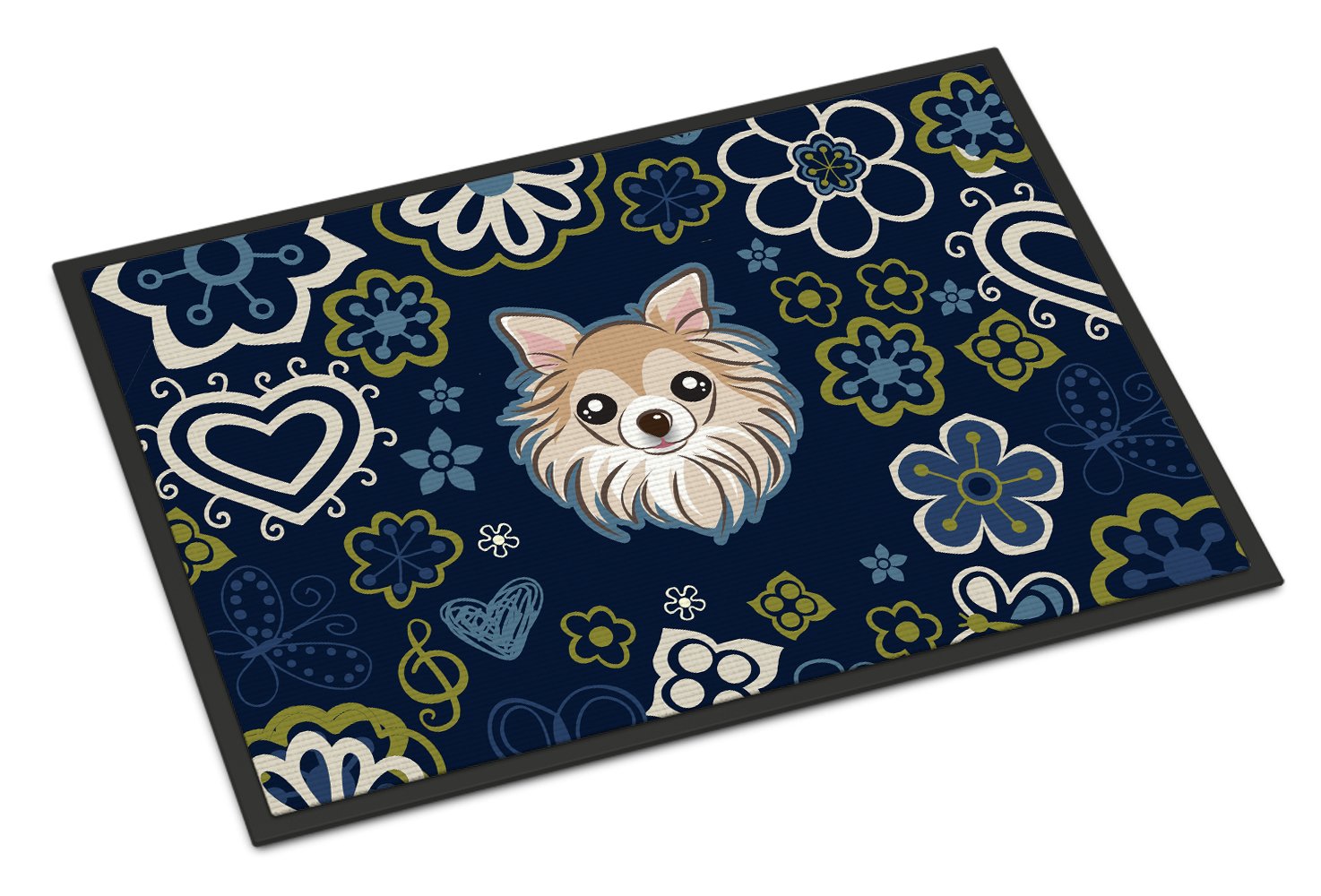 Blue Flowers Chihuahua Indoor or Outdoor Mat 24x36 BB5102JMAT by Caroline's Treasures