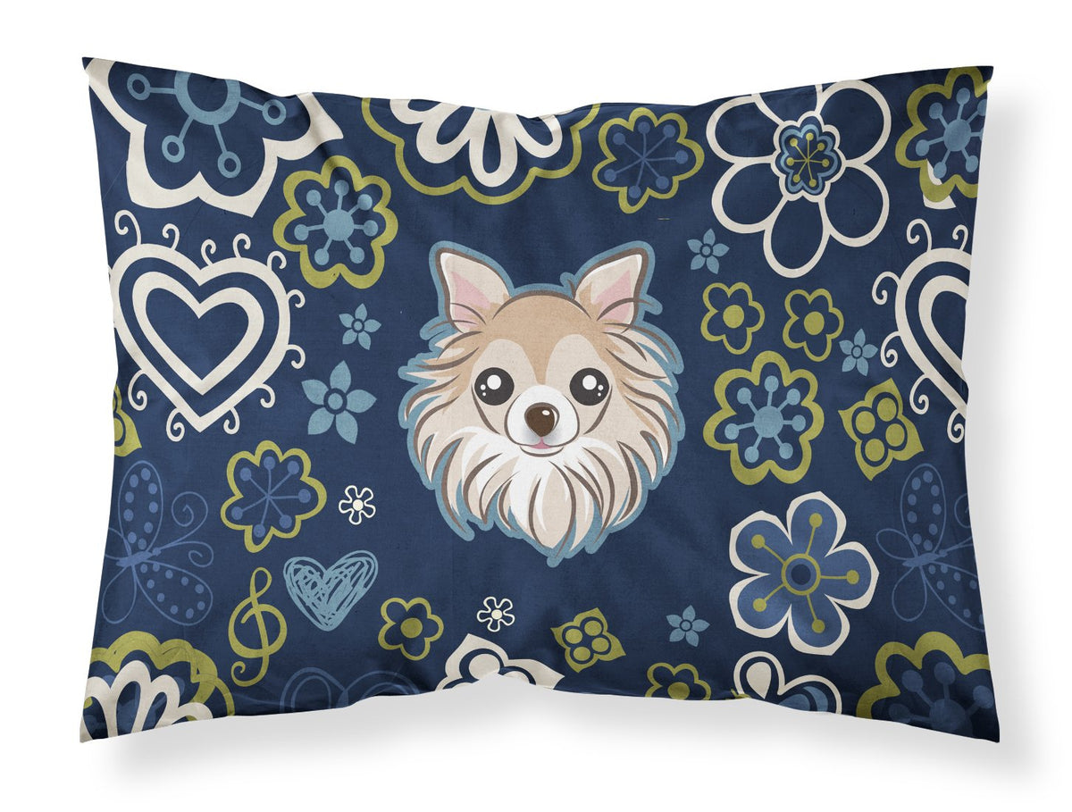 Blue Flowers Chihuahua Fabric Standard Pillowcase BB5102PILLOWCASE by Caroline&#39;s Treasures