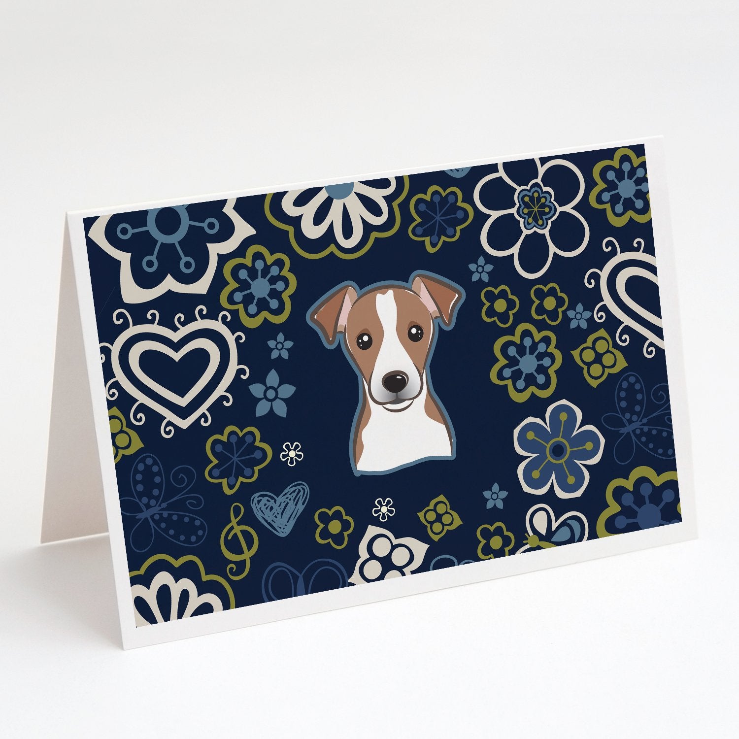 Buy this Blue Flowers Jack Russell Terrier Greeting Cards and Envelopes Pack of 8