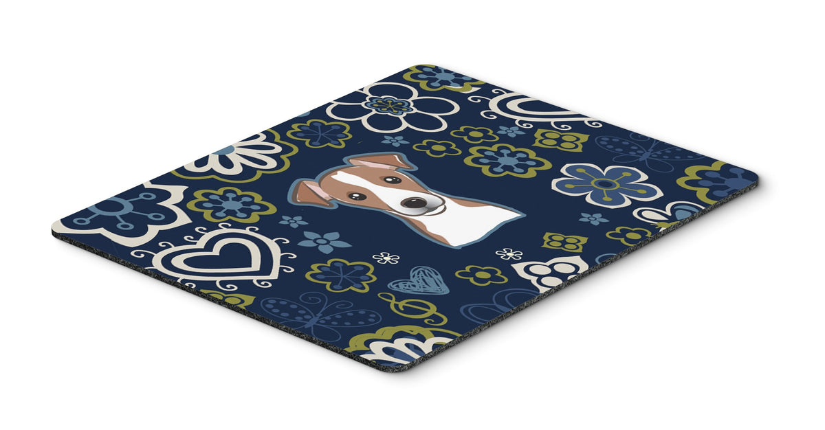 Blue Flowers Jack Russell Terrier Mouse Pad, Hot Pad or Trivet BB5111MP by Caroline&#39;s Treasures