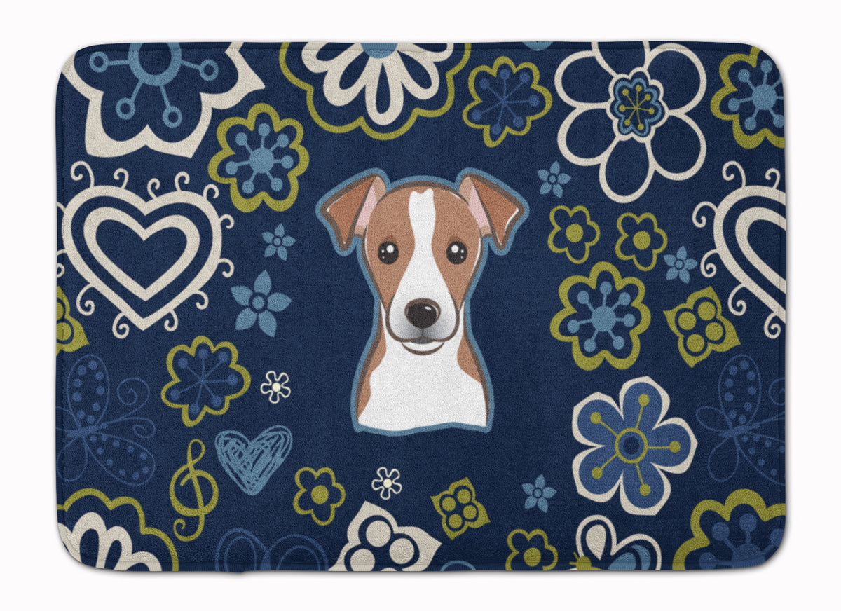 Blue Flowers Jack Russell Terrier Machine Washable Memory Foam Mat BB5111RUG - the-store.com