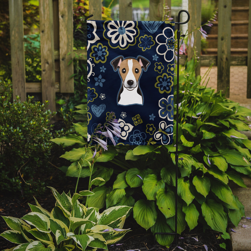 Blue Flowers Jack Russell Terrier Flag Garden Size BB5112GF  the-store.com.