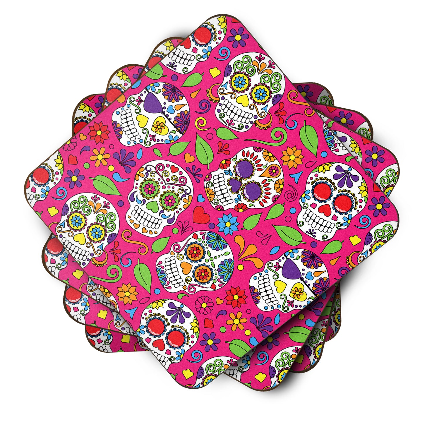 Day of the Dead Pink Foam Coaster Set of 4 BB5115FC - the-store.com