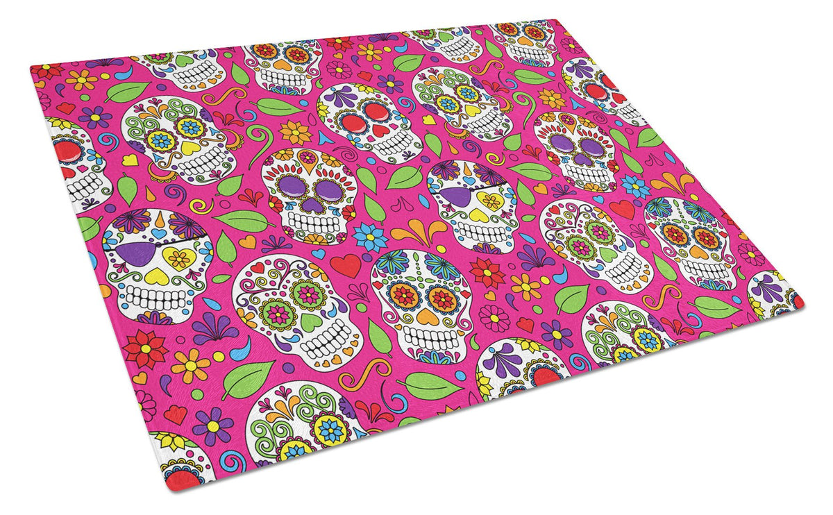 Day of the Dead Pink Glass Cutting Board Large BB5115LCB by Caroline&#39;s Treasures