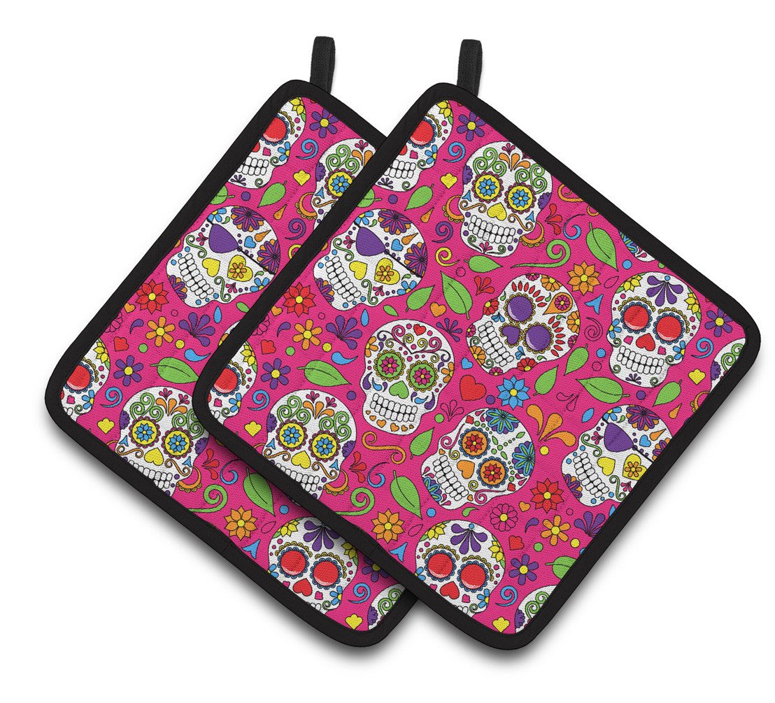 Day of the Dead Pink Pair of Pot Holders BB5115PTHD by Caroline&#39;s Treasures