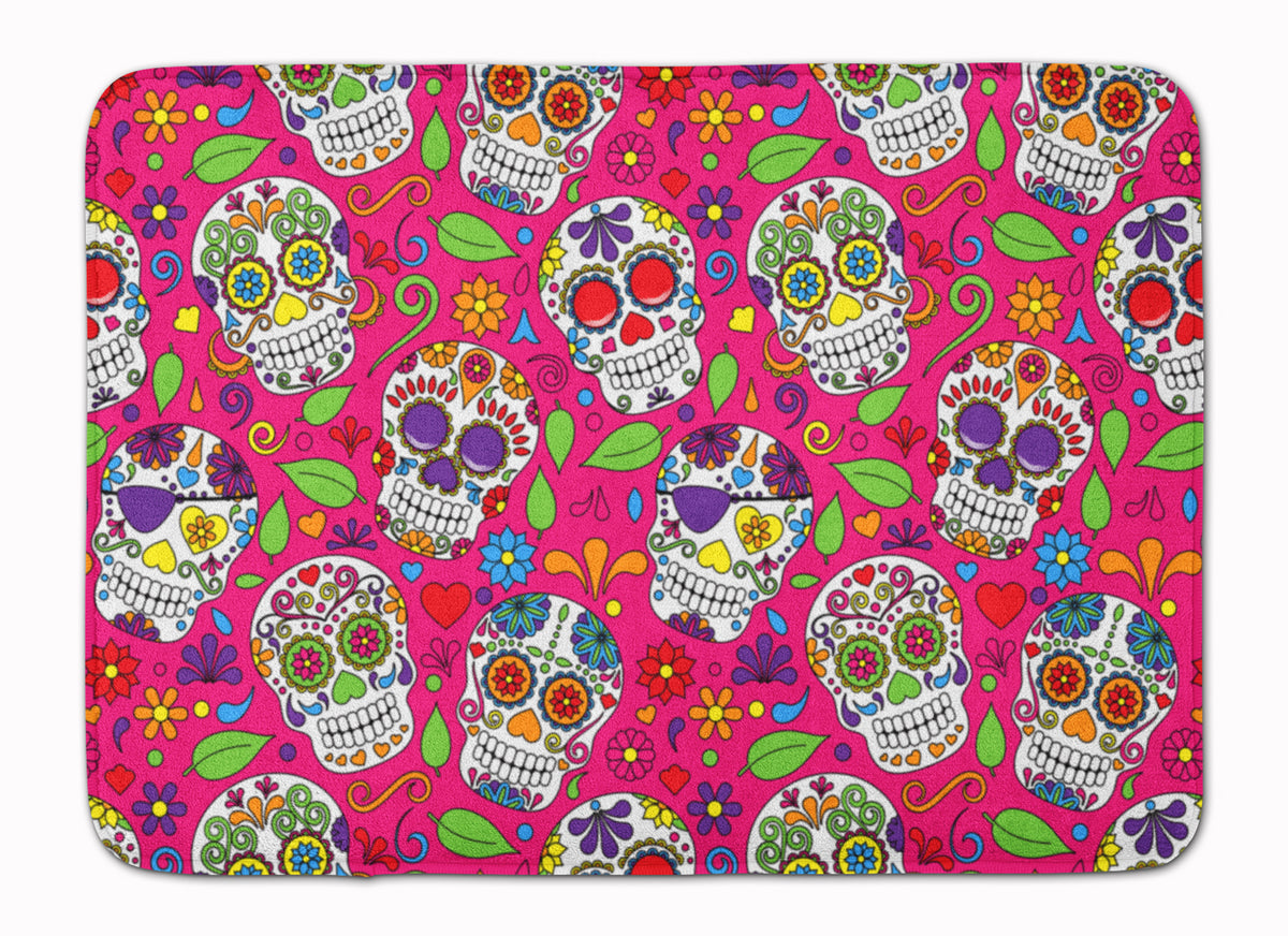 Day of the Dead Pink Machine Washable Memory Foam Mat BB5115RUG - the-store.com