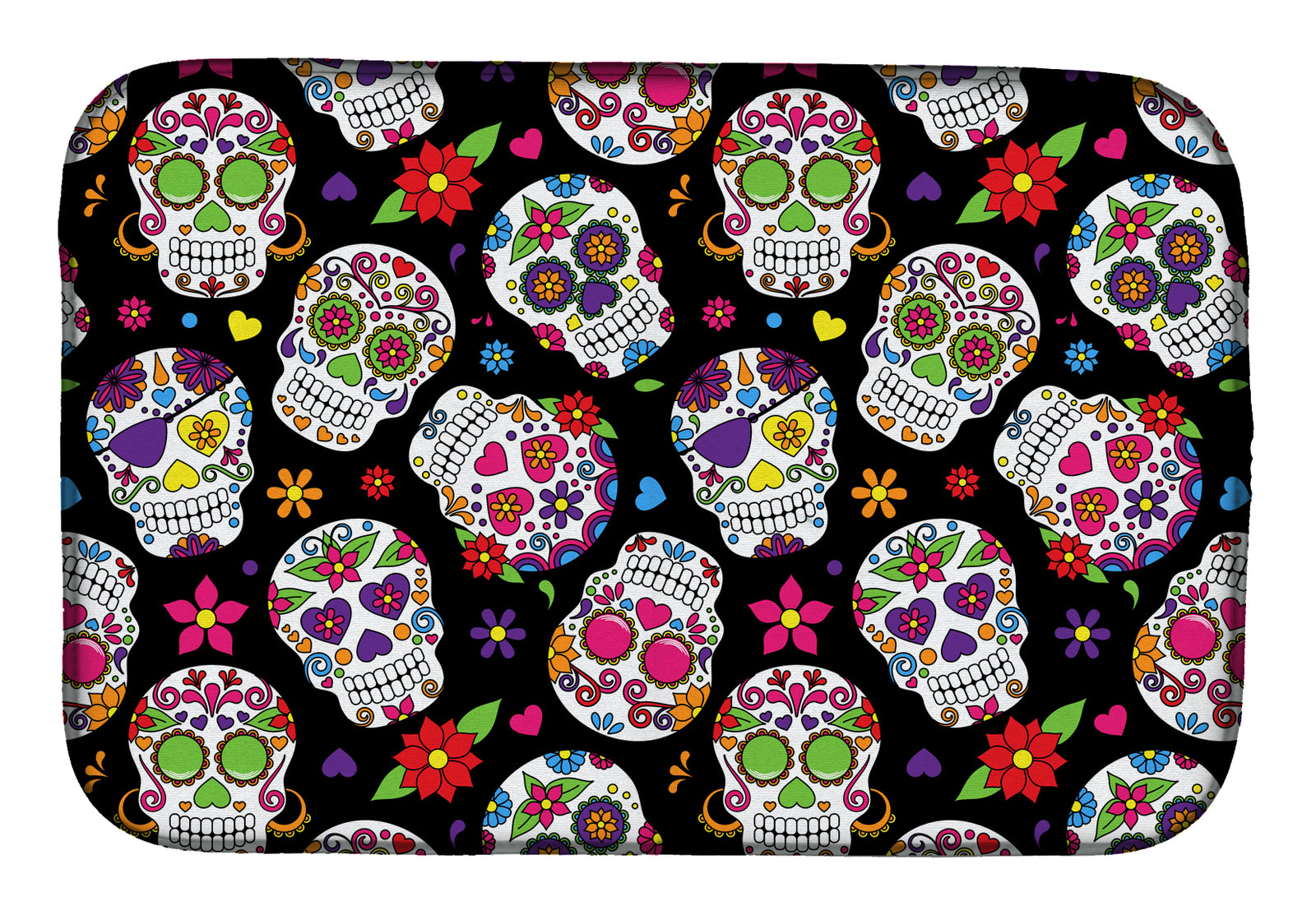 Day of the Dead Black Dish Drying Mat BB5116DDM