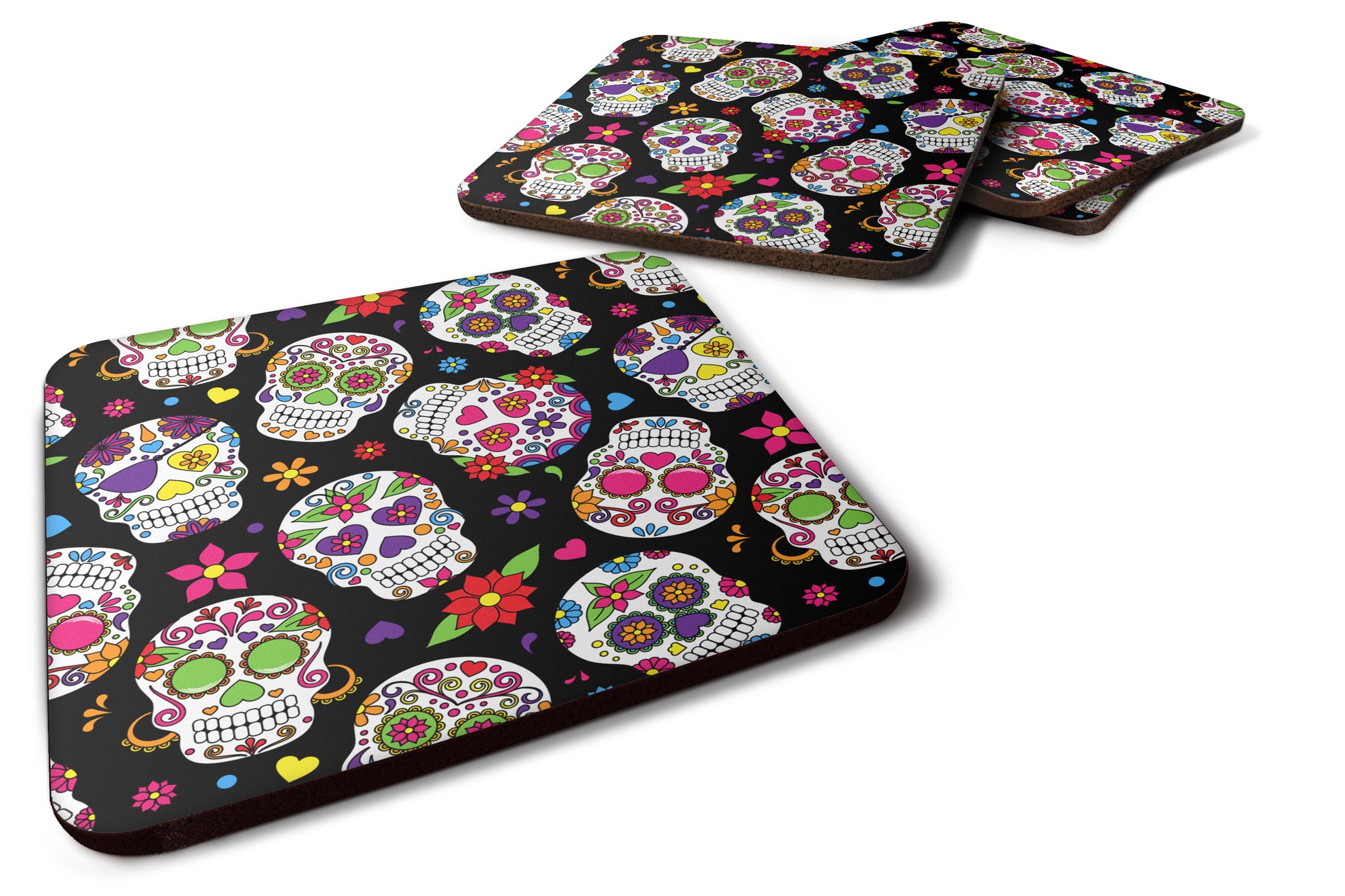 Day of the Dead Black Foam Coaster Set of 4 BB5116FC - the-store.com