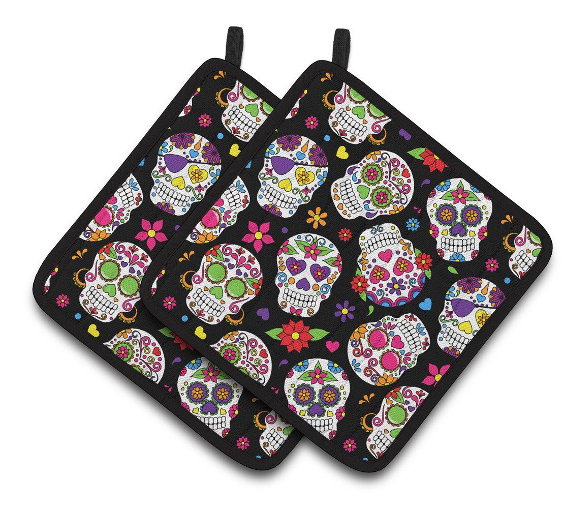Day of the Dead Black Pair of Pot Holders BB5116PTHD by Caroline&#39;s Treasures