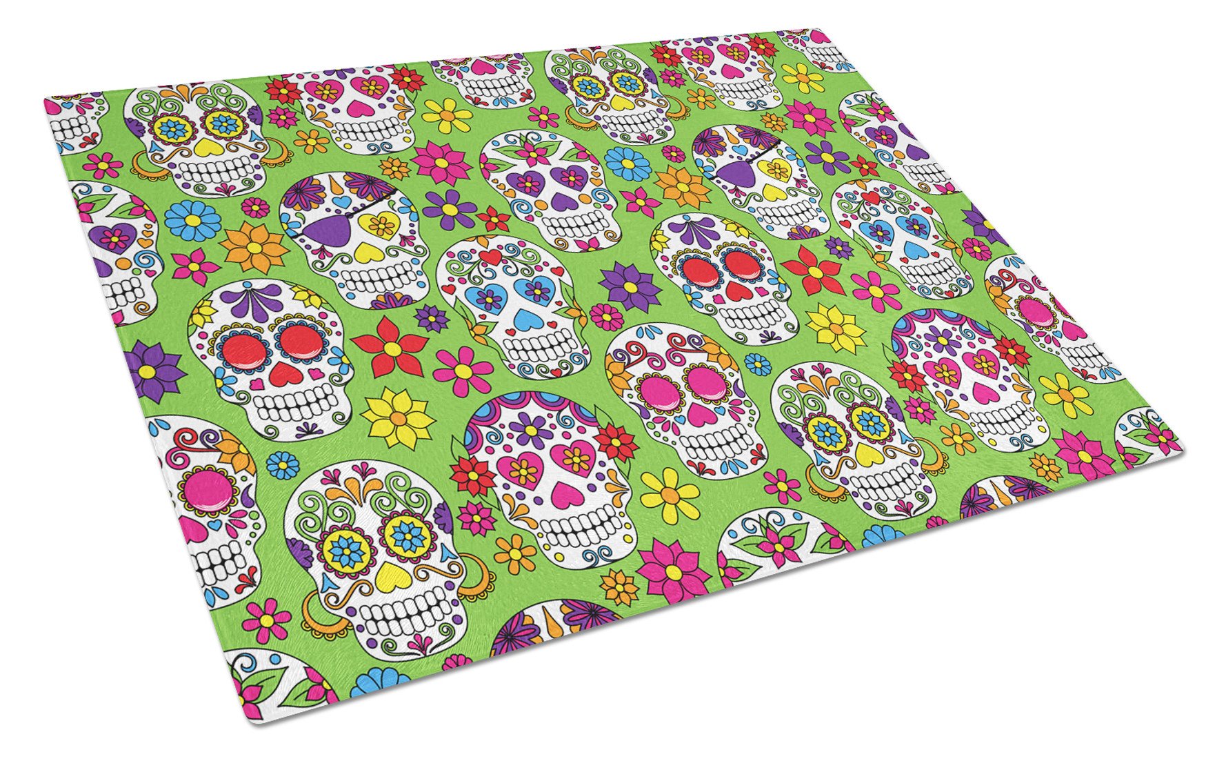 Day of the Dead Green Glass Cutting Board Large BB5117LCB by Caroline's Treasures