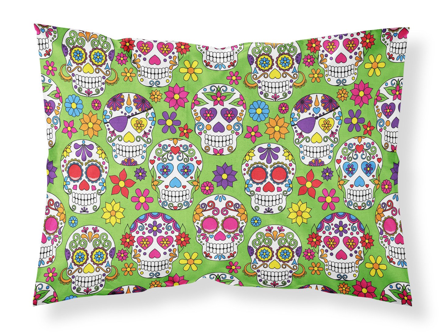 Day of the Dead Green Fabric Standard Pillowcase BB5117PILLOWCASE by Caroline's Treasures