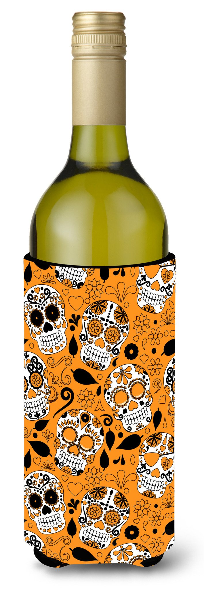 Day of the Dead Orange Wine Bottle Beverge Insulator Hugger BB5118LITERK by Caroline&#39;s Treasures