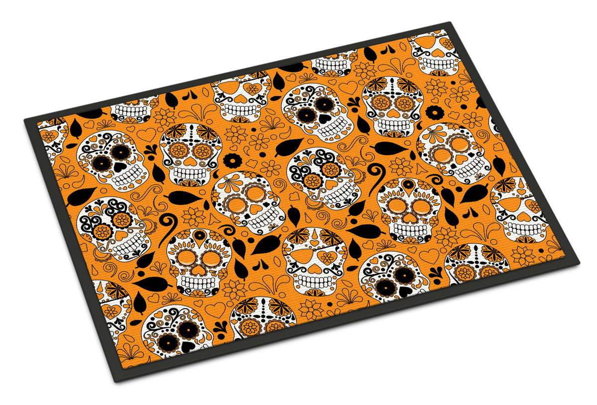 Day of the Dead Orange Indoor or Outdoor Mat 18x27 BB5118MAT - the-store.com