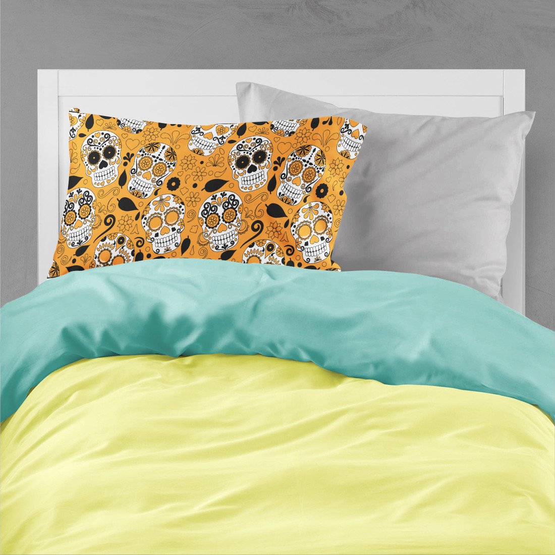 Day of the Dead Orange Fabric Standard Pillowcase BB5118PILLOWCASE by Caroline's Treasures