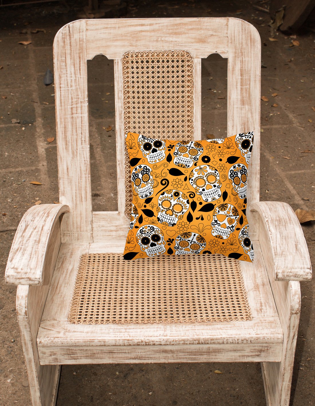 Day of the Dead Orange Fabric Decorative Pillow BB5118PW1818 by Caroline's Treasures