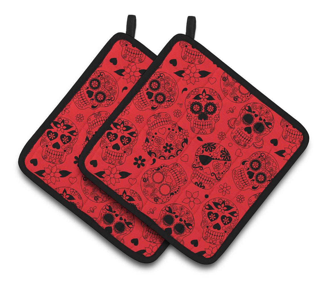 Day of the Dead Orange Pair of Pot Holders BB5119PTHD by Caroline&#39;s Treasures