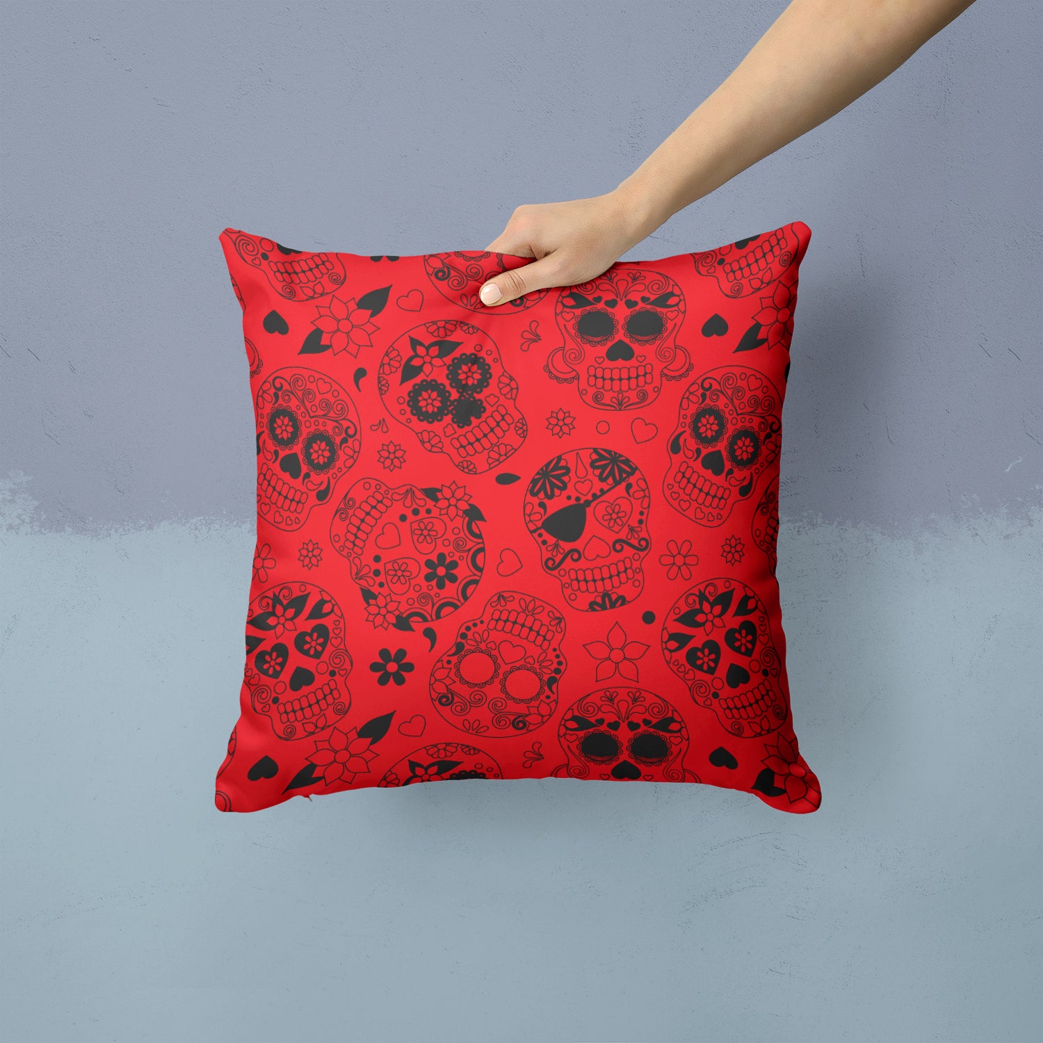 Day of the Dead Orange Fabric Decorative Pillow BB5119PW1414 - the-store.com