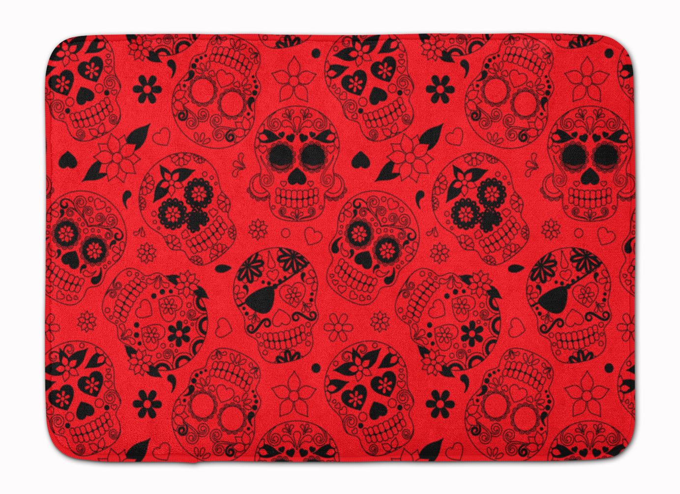 Day of the Dead Orange Machine Washable Memory Foam Mat BB5119RUG - the-store.com