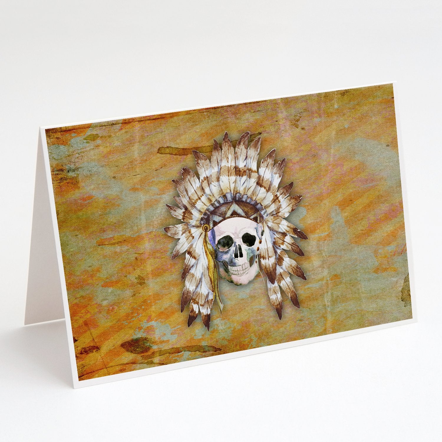 Buy this Day of the Dead Indian Skull Greeting Cards and Envelopes Pack of 8