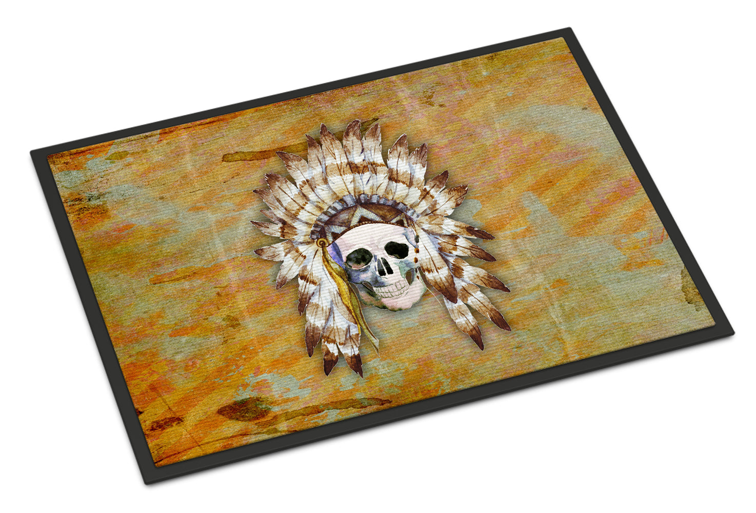 Day of the Dead Indian Skull Indoor or Outdoor Mat 18x27 BB5121MAT - the-store.com