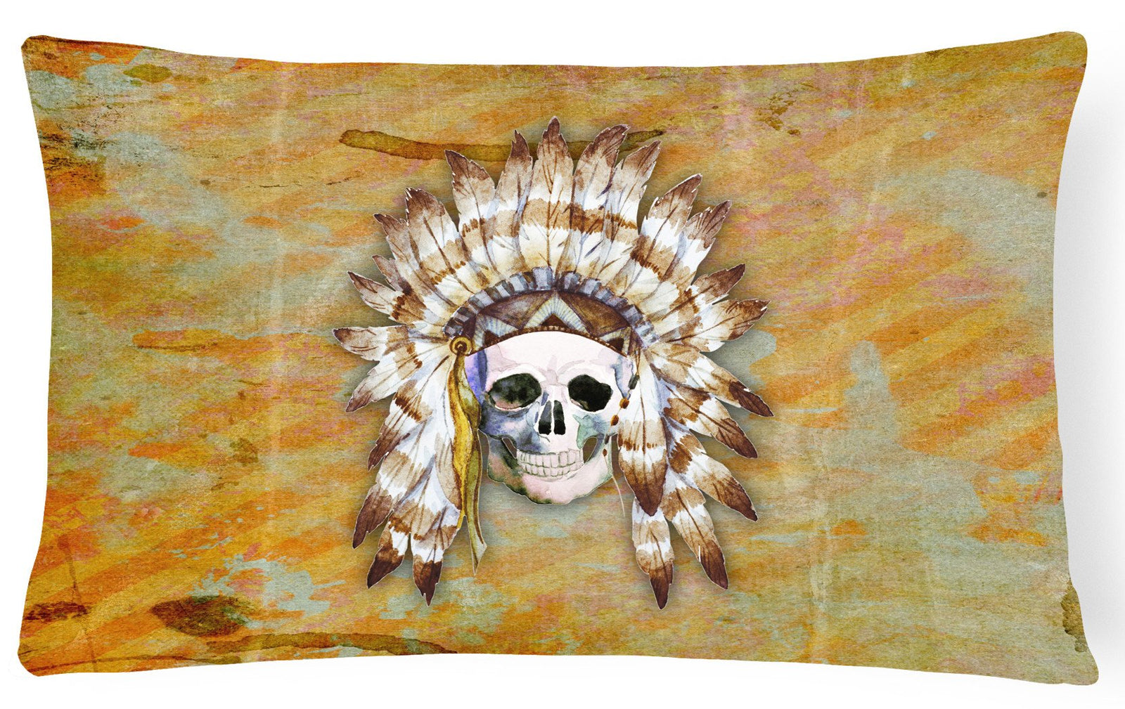 Day of the Dead Indian Skull Canvas Fabric Decorative Pillow BB5121PW1216 by Caroline's Treasures