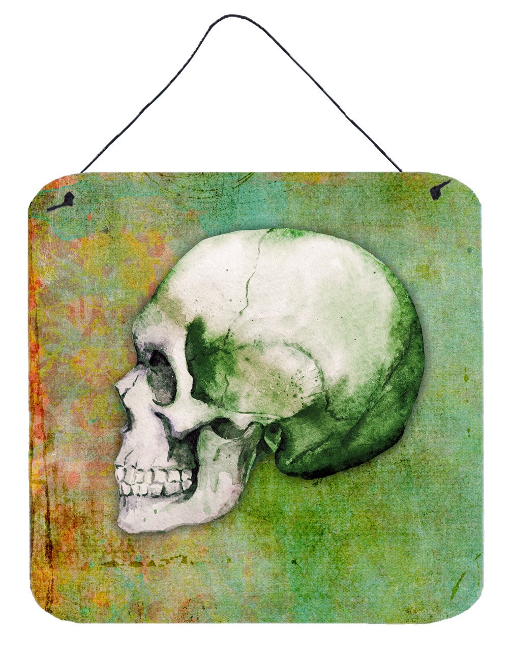 Day of the Dead Green Skull Wall or Door Hanging Prints BB5122DS66 by Caroline's Treasures