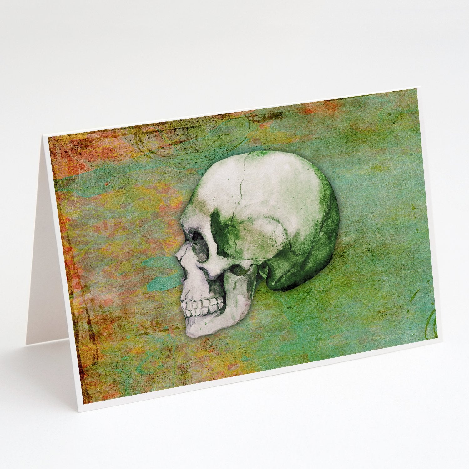 Buy this Day of the Dead Green Skull Greeting Cards and Envelopes Pack of 8