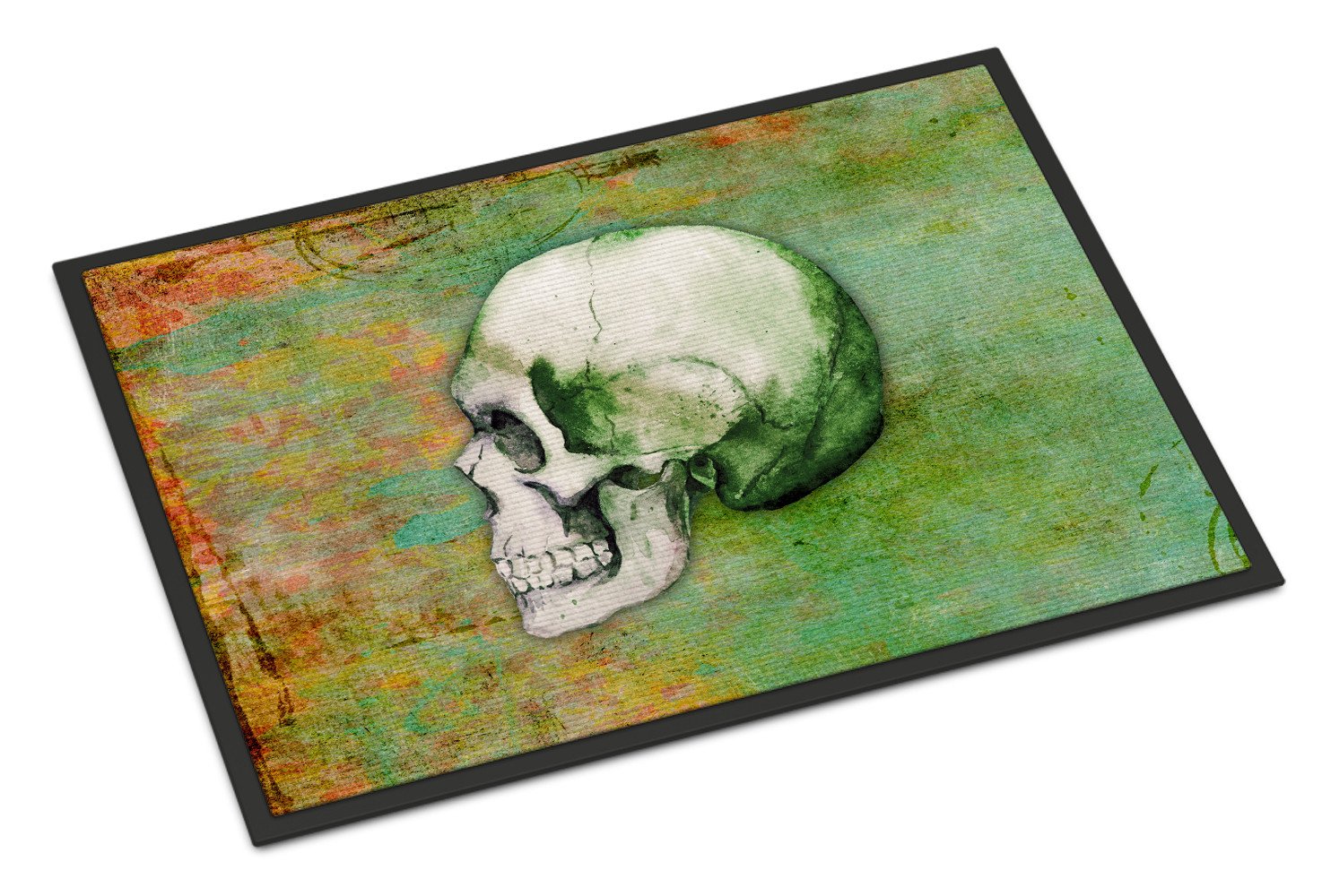 Day of the Dead Green Skull Indoor or Outdoor Mat 24x36 BB5122JMAT by Caroline's Treasures