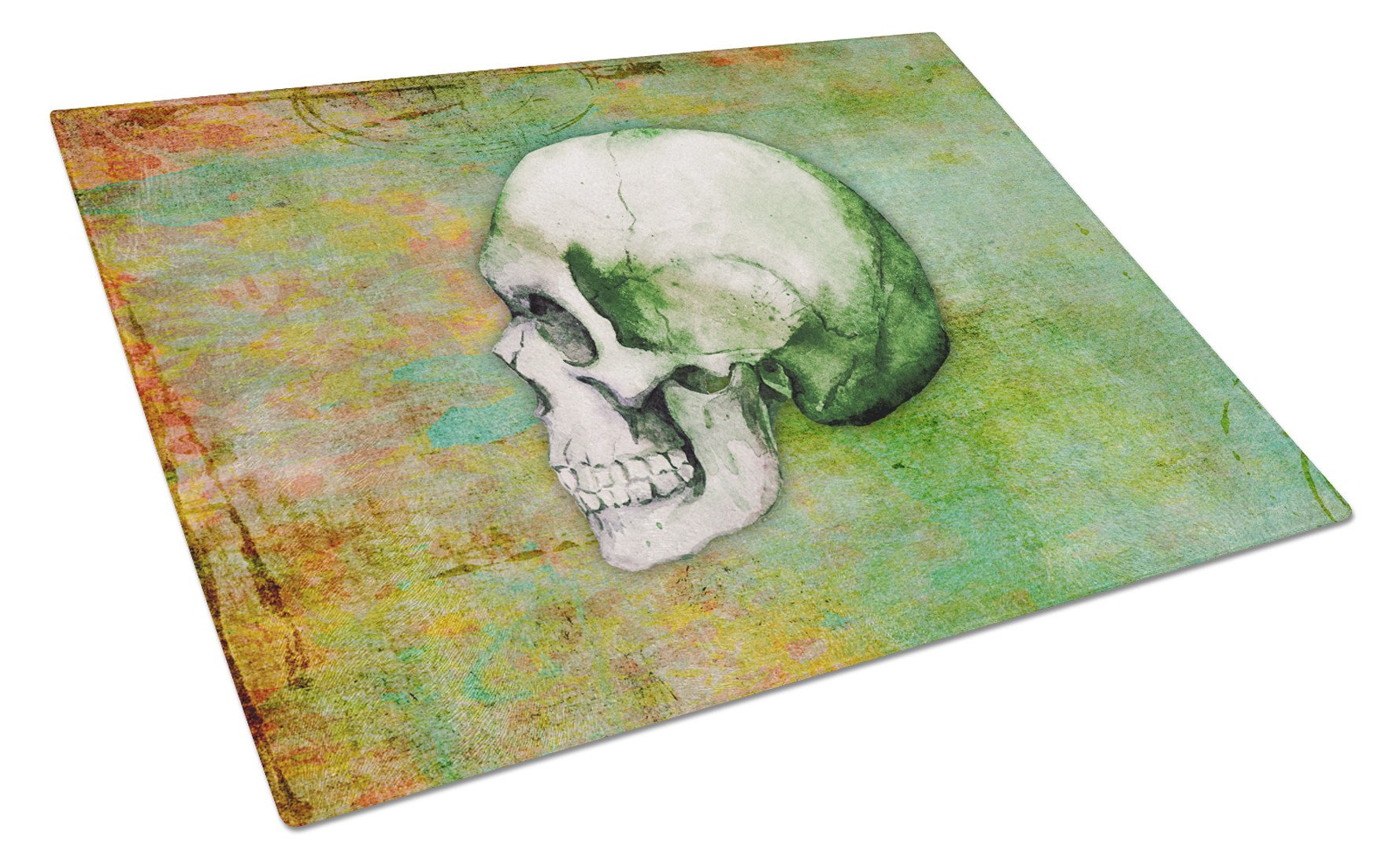 Day of the Dead Green Skull Glass Cutting Board Large BB5122LCB by Caroline's Treasures