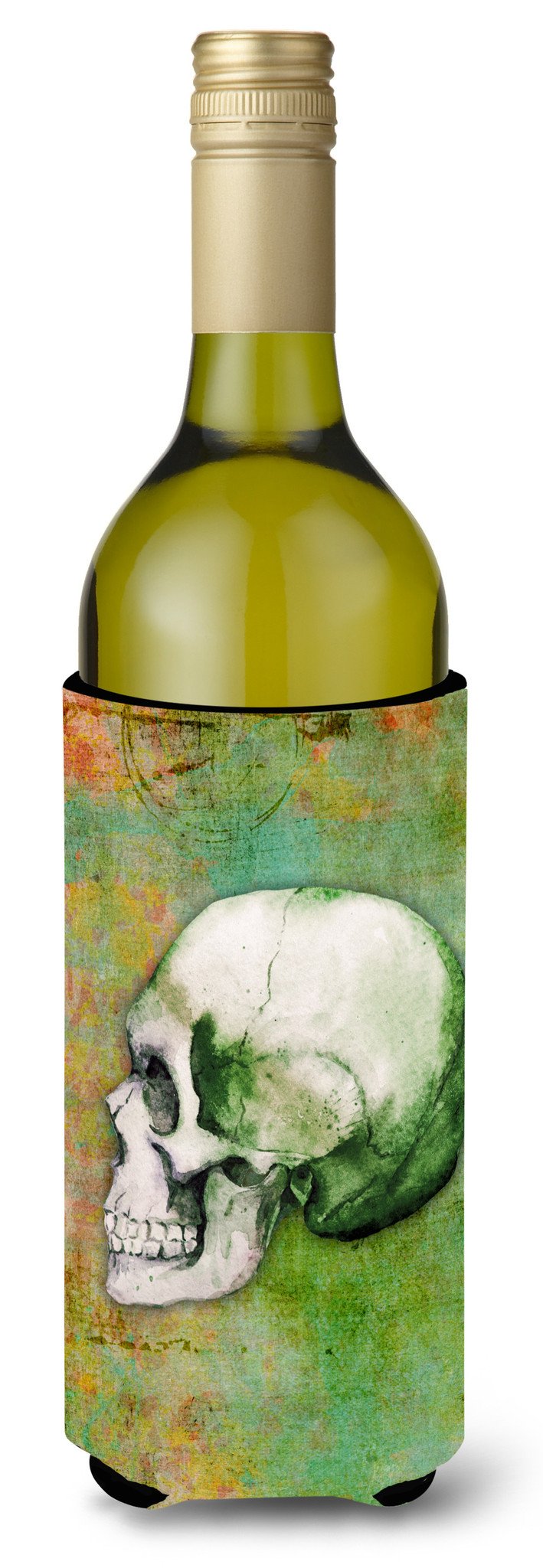 Day of the Dead Green Skull Wine Bottle Beverge Insulator Hugger BB5122LITERK by Caroline's Treasures
