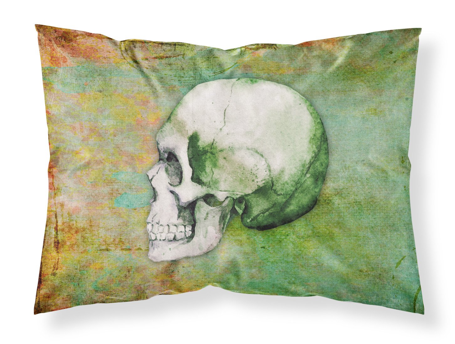 Day of the Dead Green Skull Fabric Standard Pillowcase BB5122PILLOWCASE by Caroline's Treasures