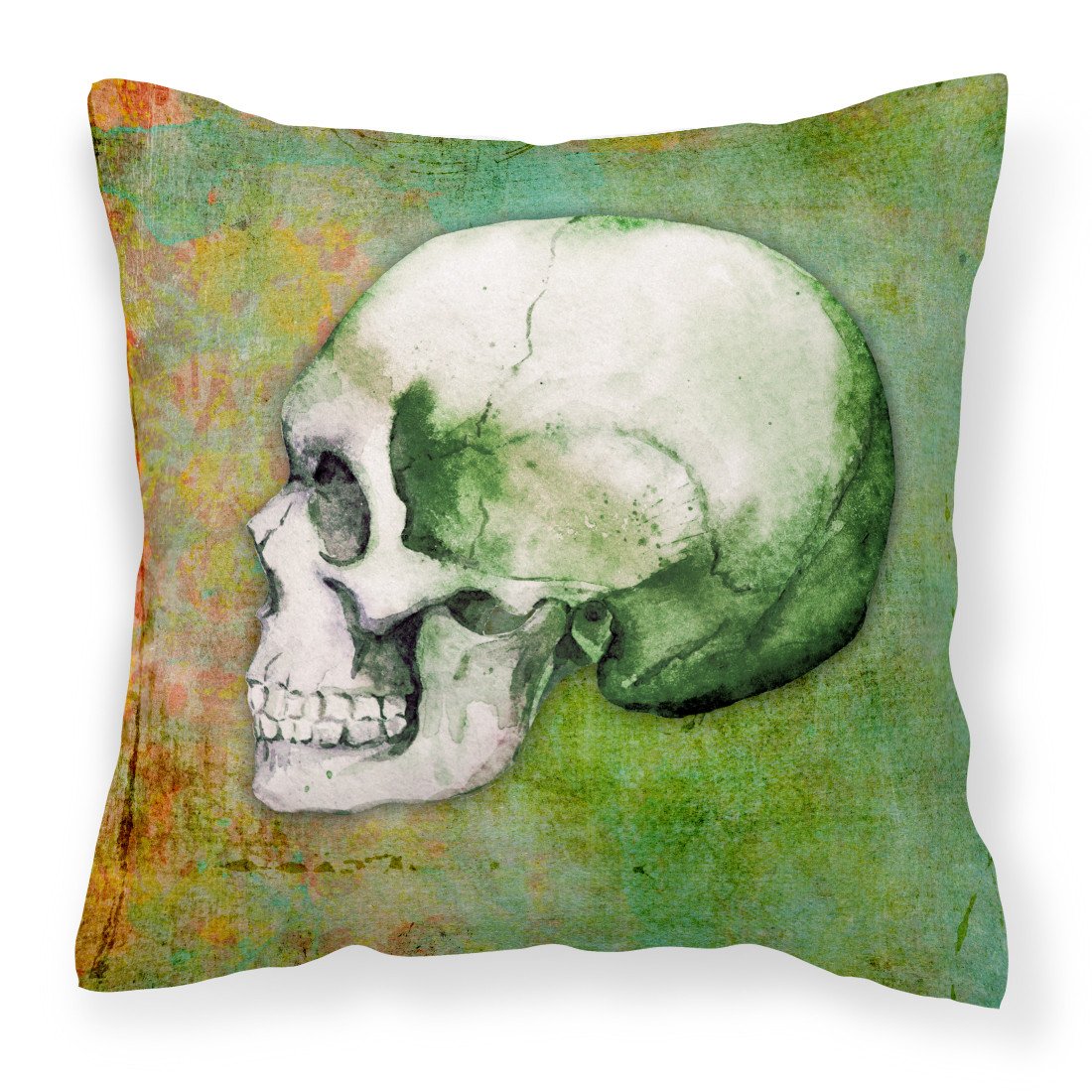 Day of the Dead Green Skull Fabric Decorative Pillow BB5122PW1818 by Caroline's Treasures