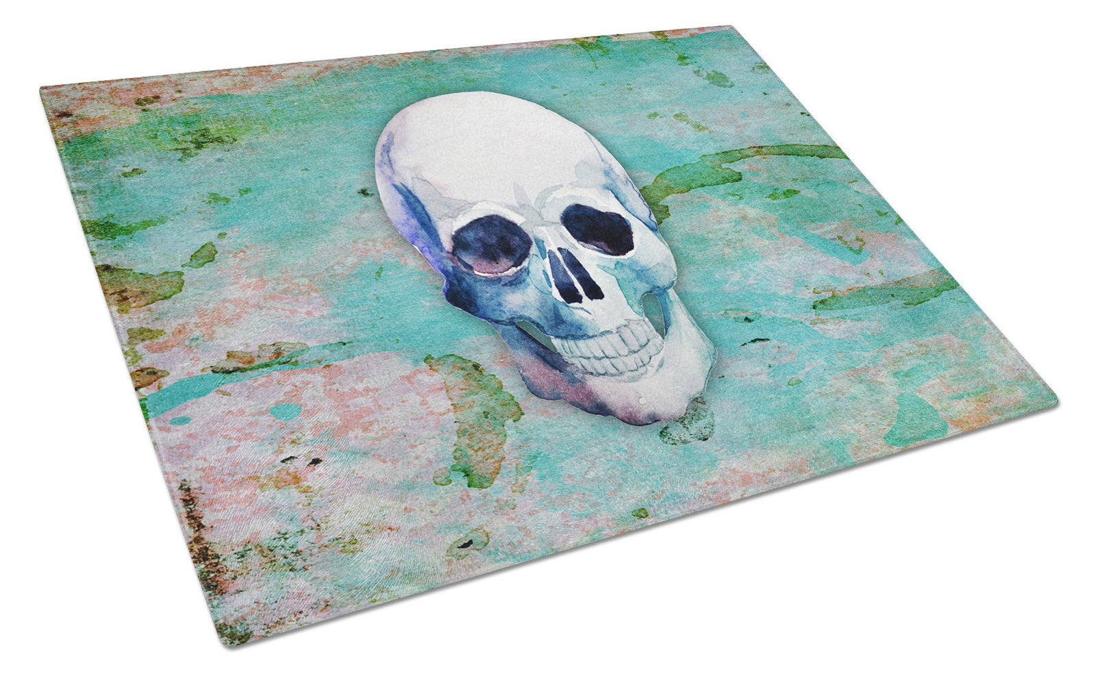Day of the Dead Teal Skull Glass Cutting Board Large BB5123LCB by Caroline's Treasures