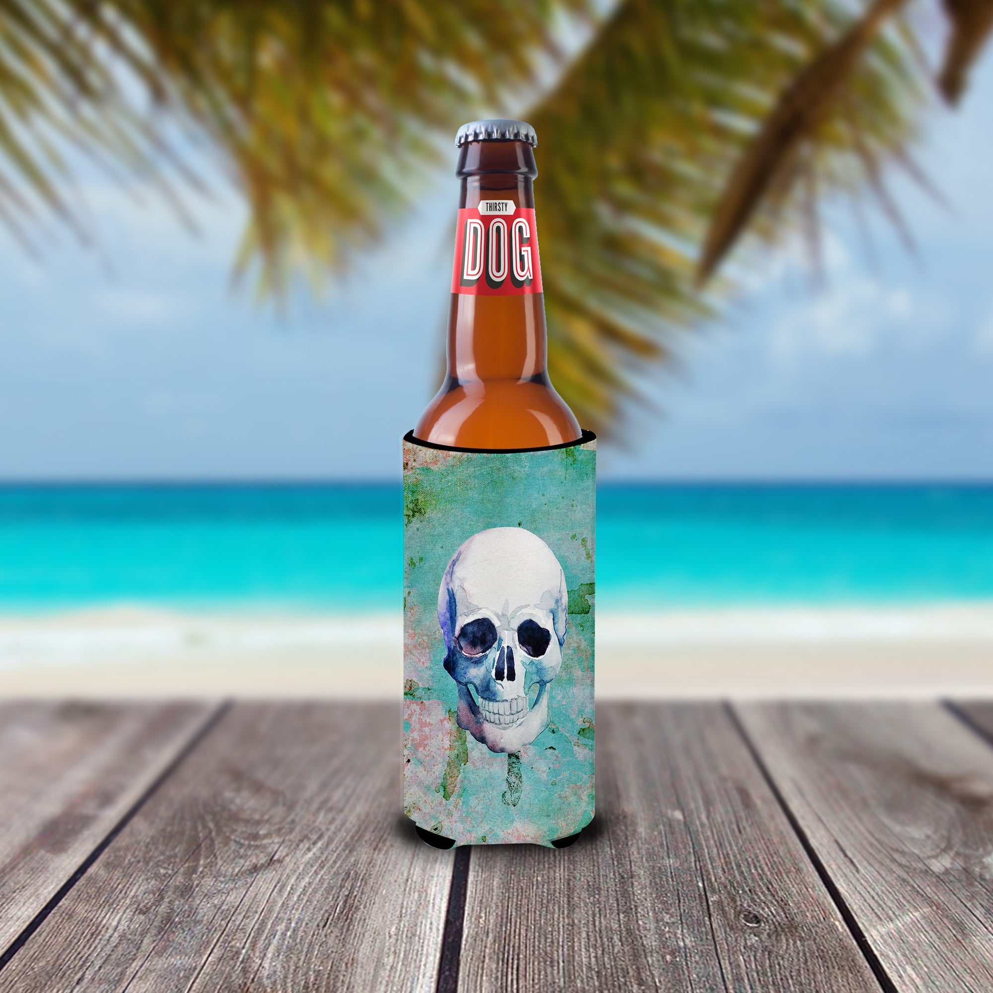Day of the Dead Teal Skull  Ultra Hugger for slim cans BB5123MUK  the-store.com.
