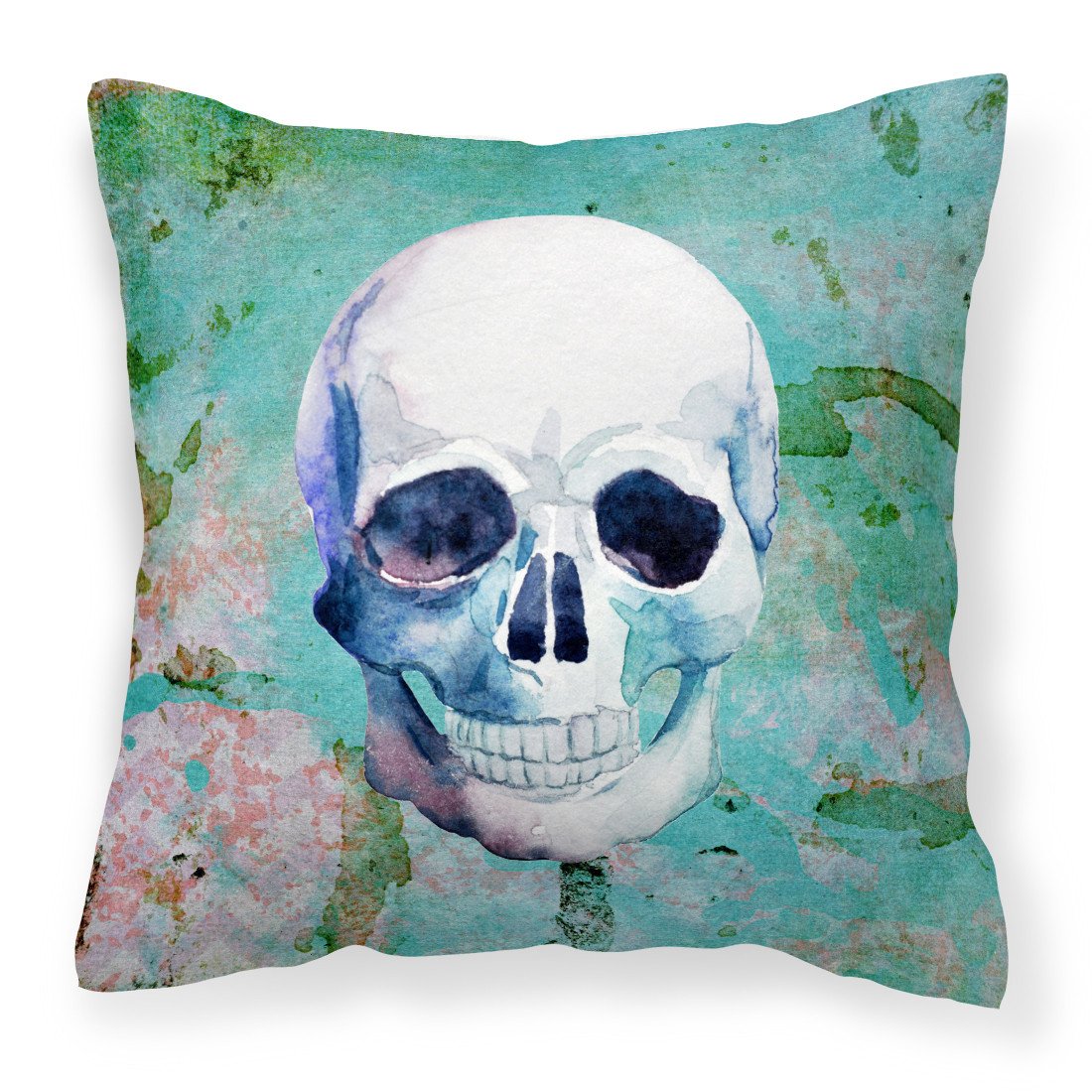 Day of the Dead Teal Skull Fabric Decorative Pillow BB5123PW1818 by Caroline's Treasures