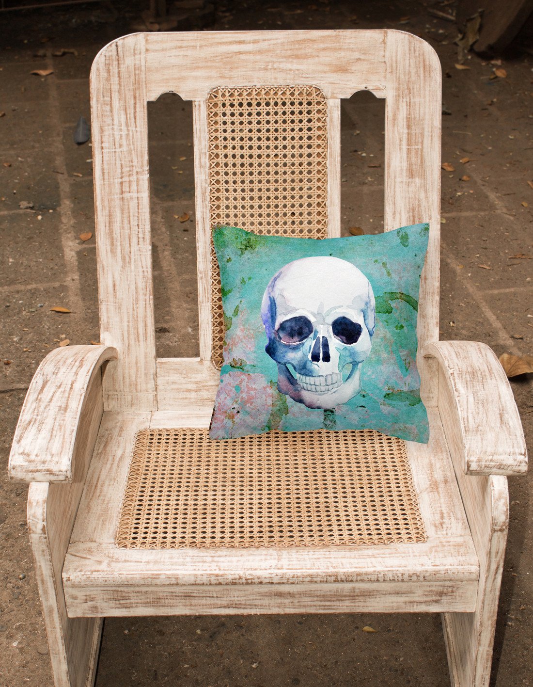 Day of the Dead Teal Skull Fabric Decorative Pillow BB5123PW1818 by Caroline's Treasures