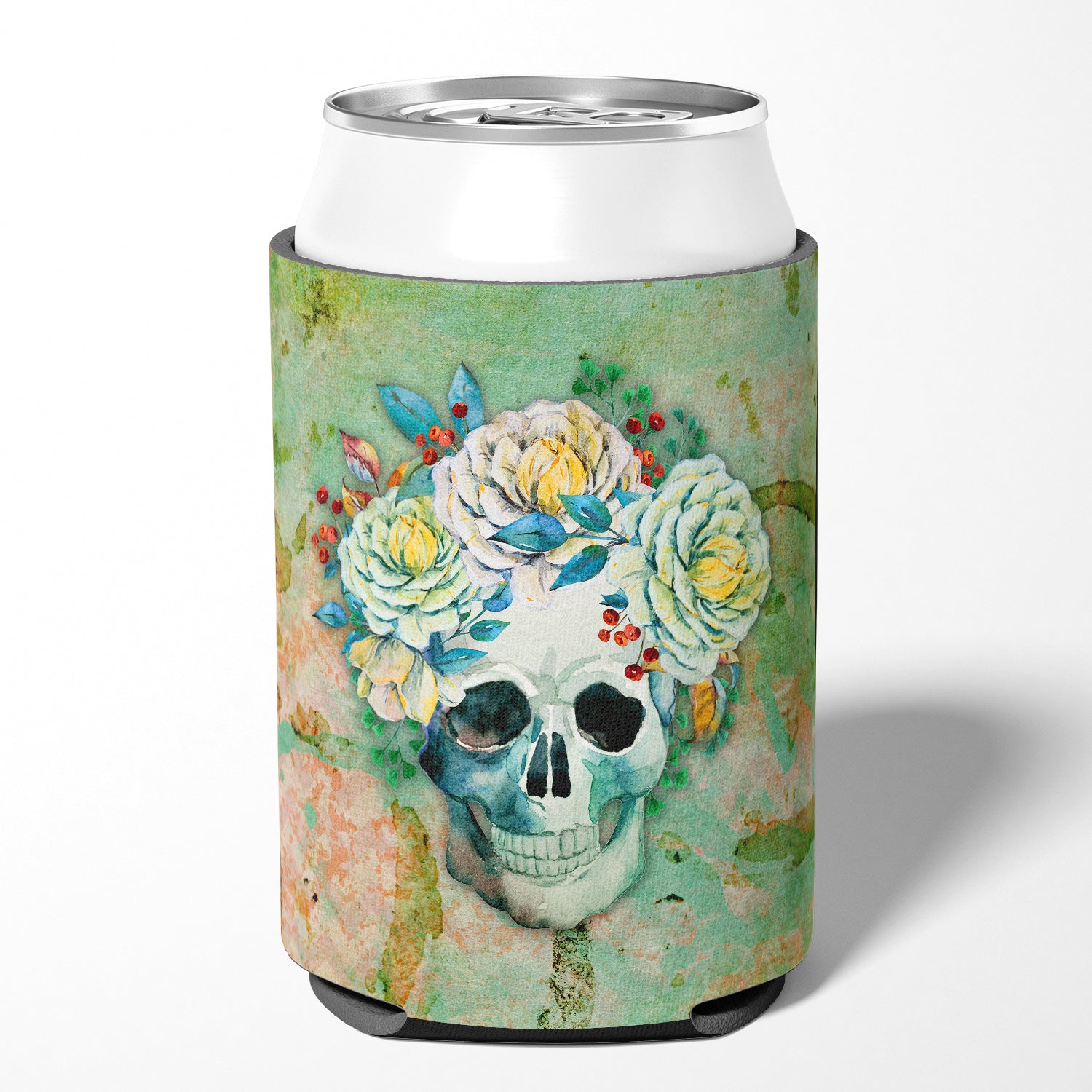 Day of the Dead Skull with Flowers Can or Bottle Hugger BB5124CC