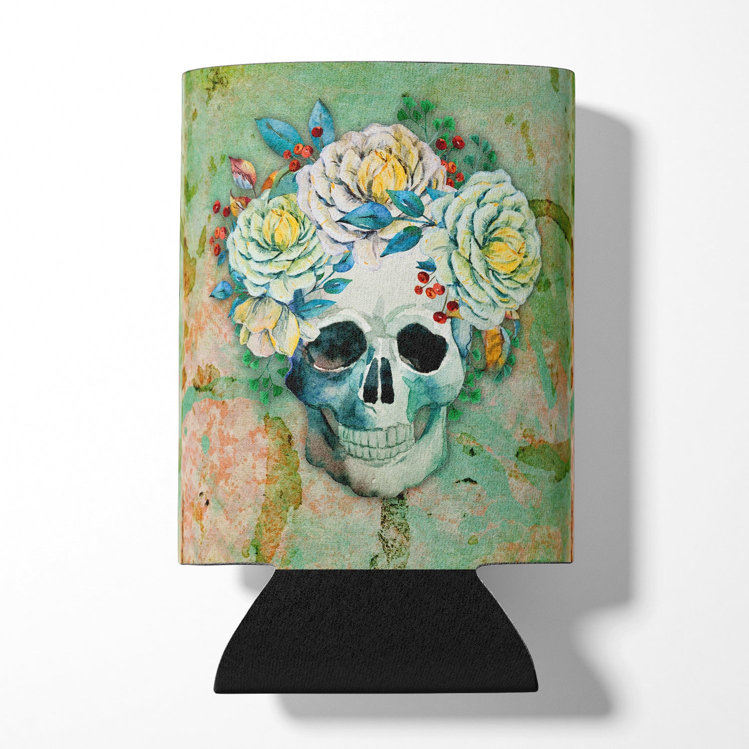 Day of the Dead Skull with Flowers Can or Bottle Hugger BB5124CC  the-store.com.