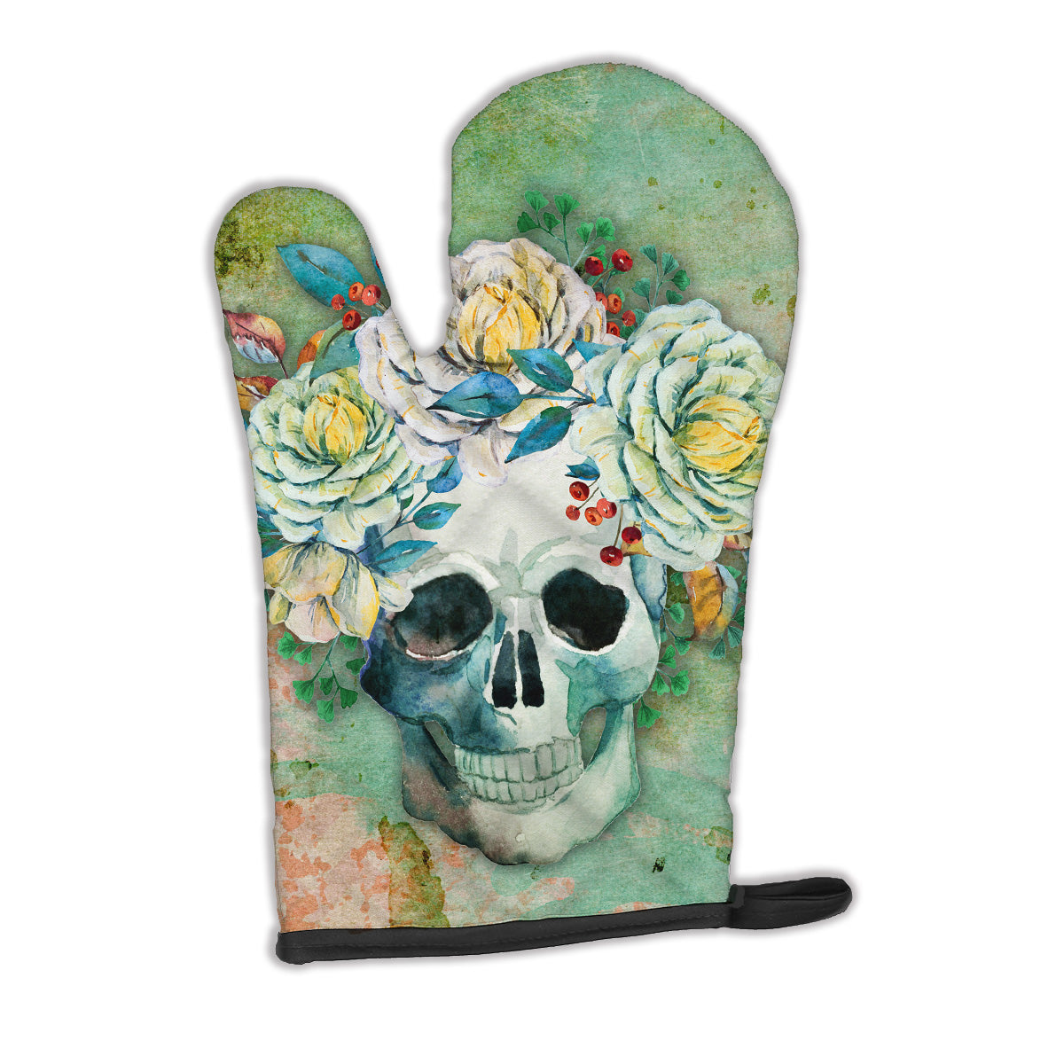 Day of the Dead Skull with Flowers Oven Mitt BB5124OVMT  the-store.com.