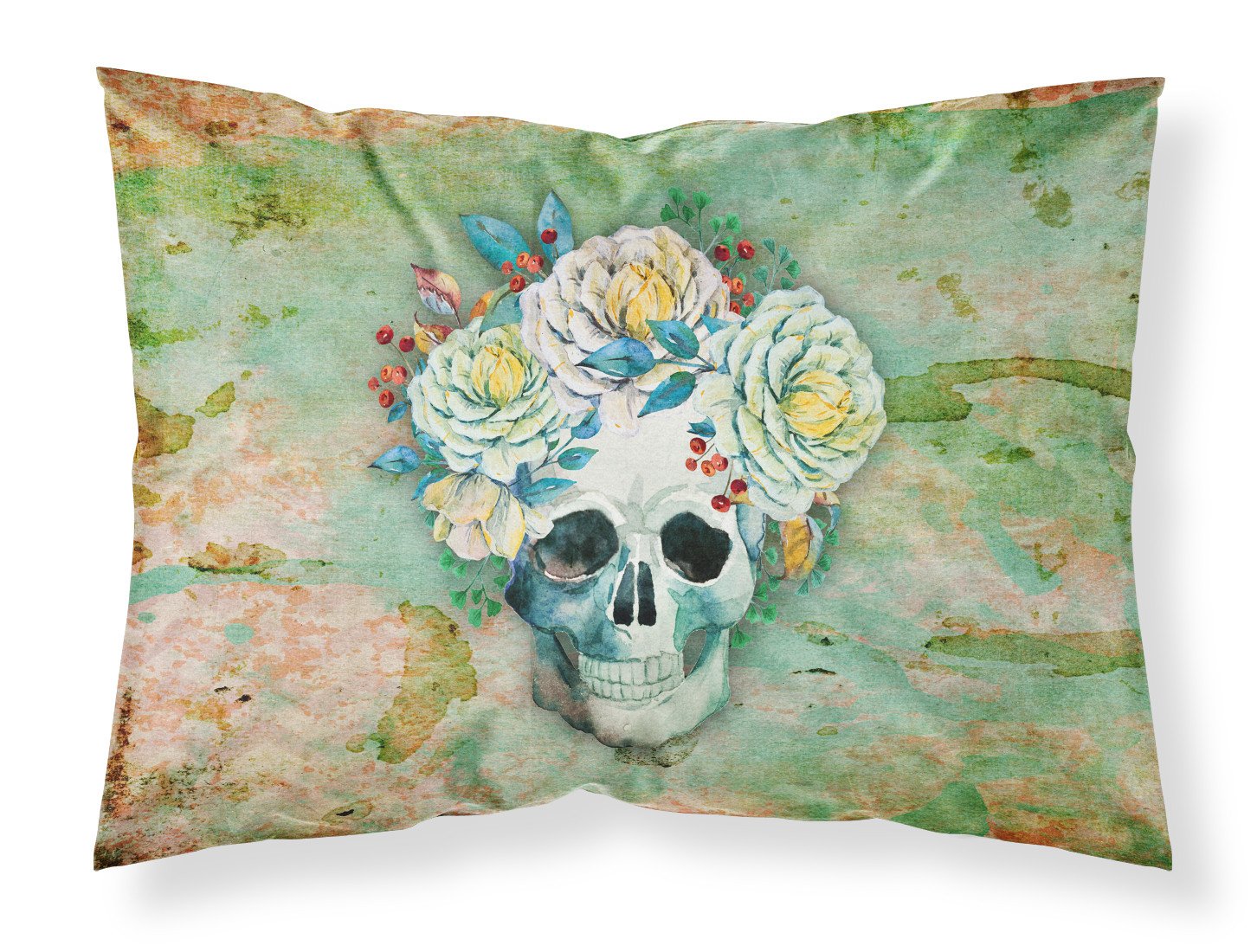 Day of the Dead Skull with Flowers Fabric Standard Pillowcase BB5124PILLOWCASE by Caroline's Treasures