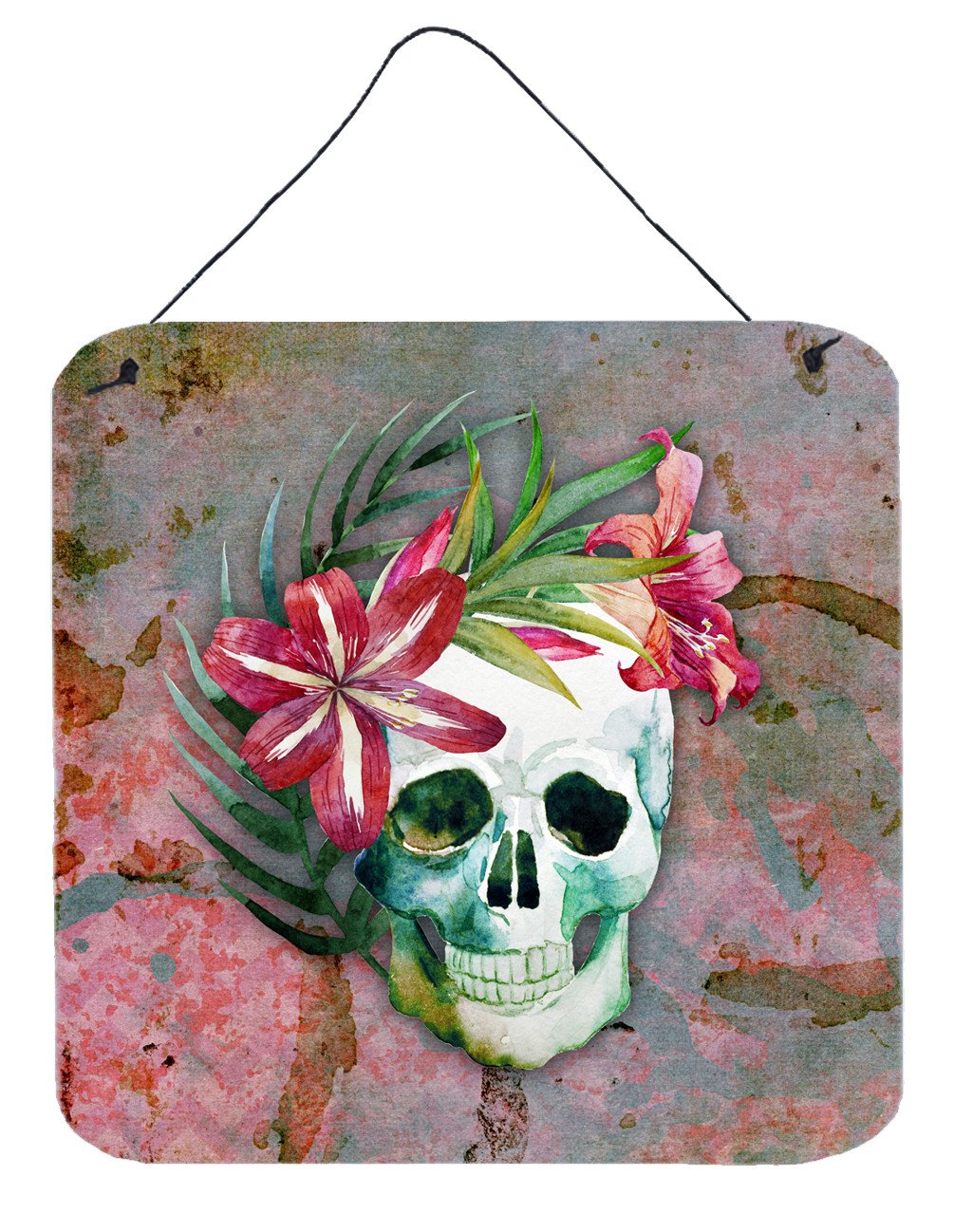 Day of the Dead Skull Flowers Wall or Door Hanging Prints BB5125DS66 by Caroline's Treasures