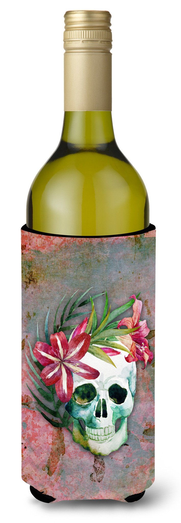 Day of the Dead Skull Flowers Wine Bottle Beverge Insulator Hugger BB5125LITERK by Caroline&#39;s Treasures