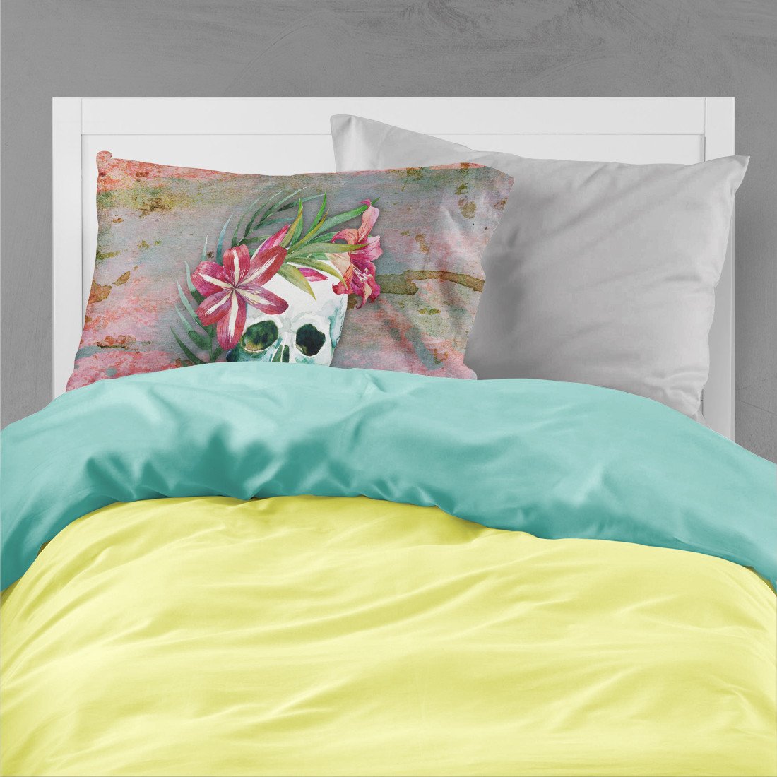 Day of the Dead Skull Flowers Fabric Standard Pillowcase BB5125PILLOWCASE by Caroline's Treasures