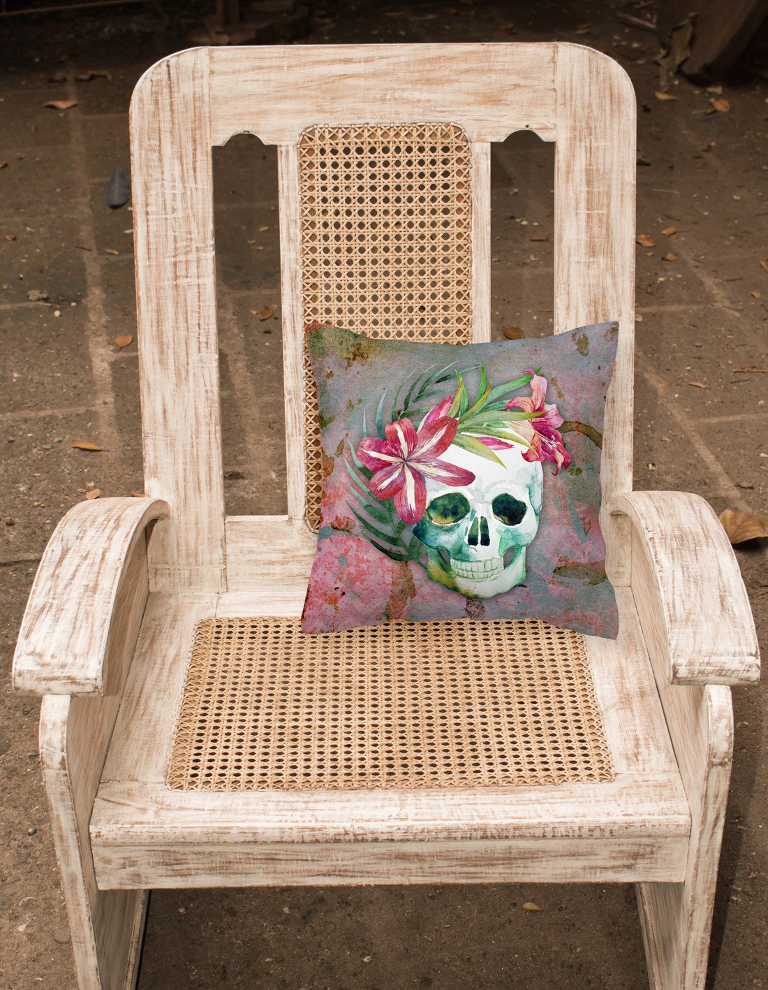 Day of the Dead Skull Flowers Fabric Decorative Pillow BB5125PW1818 by Caroline's Treasures