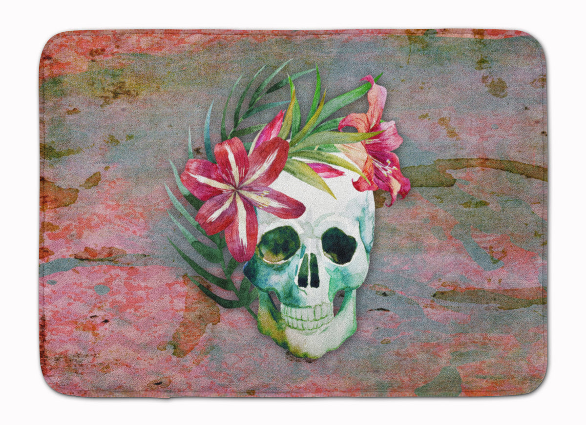 Day of the Dead Skull Flowers Machine Washable Memory Foam Mat BB5125RUG - the-store.com