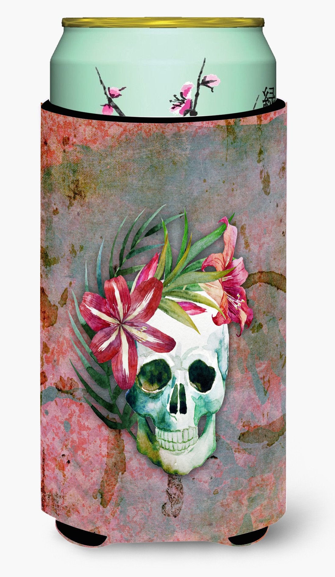 Day of the Dead Skull Flowers Tall Boy Beverage Insulator Hugger BB5125TBC by Caroline's Treasures