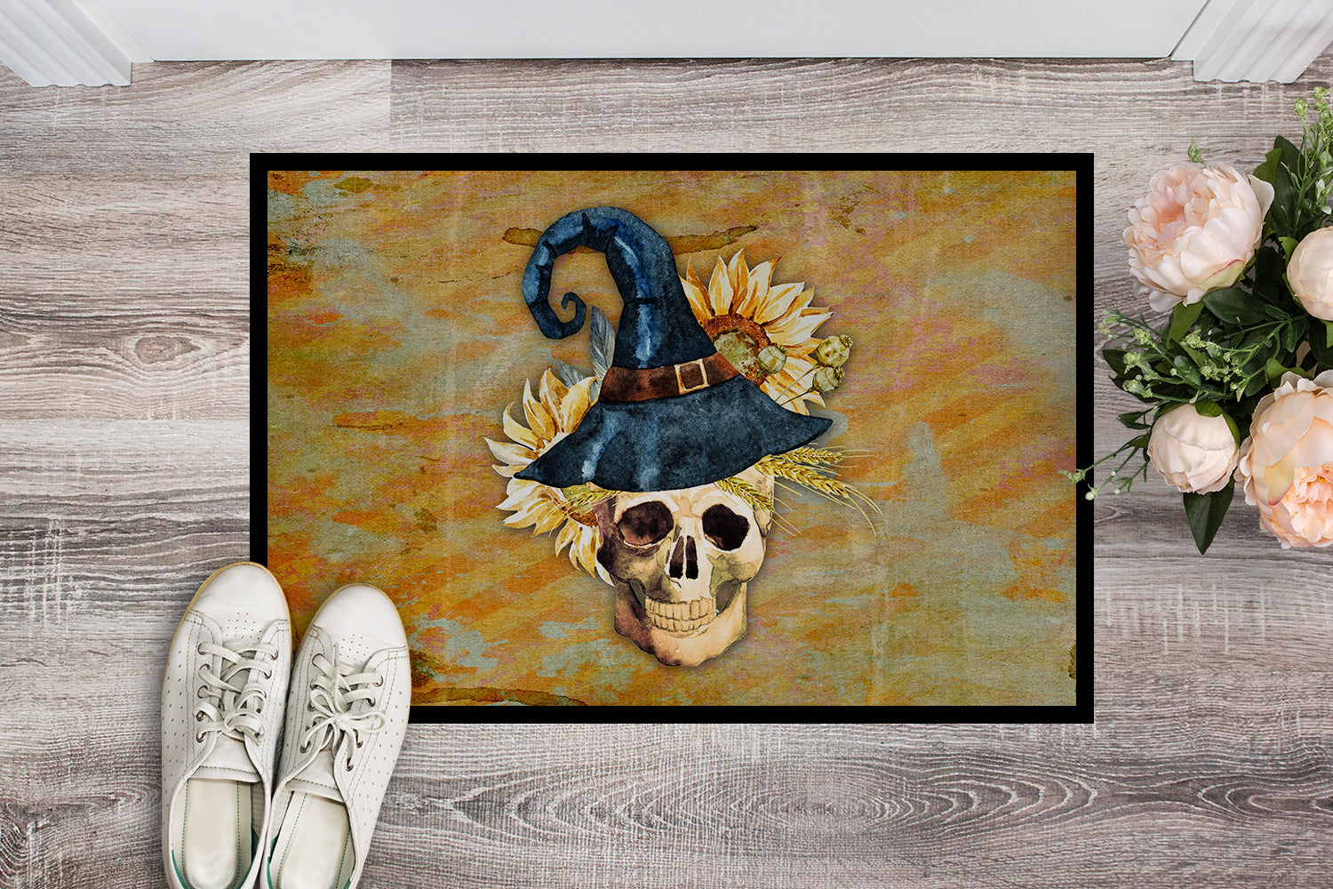 Day of the Dead Witch Skull  Indoor or Outdoor Mat 18x27 BB5126MAT - the-store.com