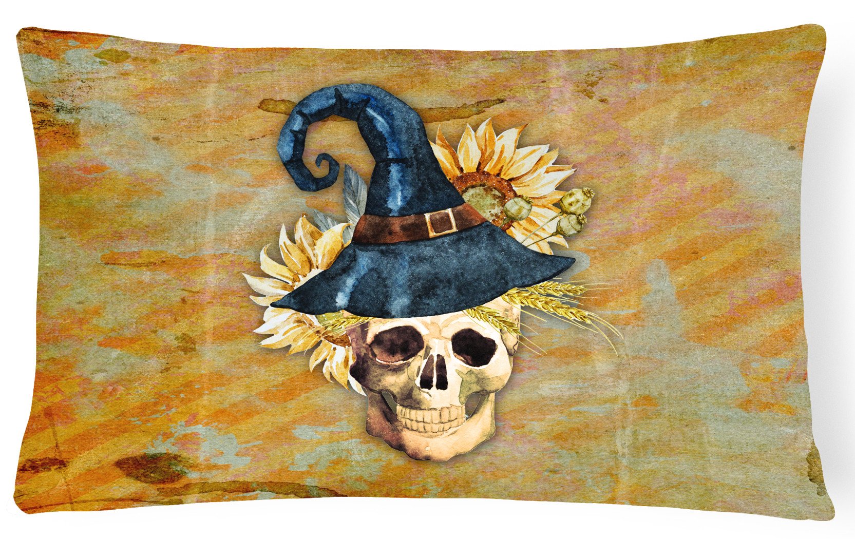 Day of the Dead Witch Skull  Canvas Fabric Decorative Pillow BB5126PW1216 by Caroline's Treasures