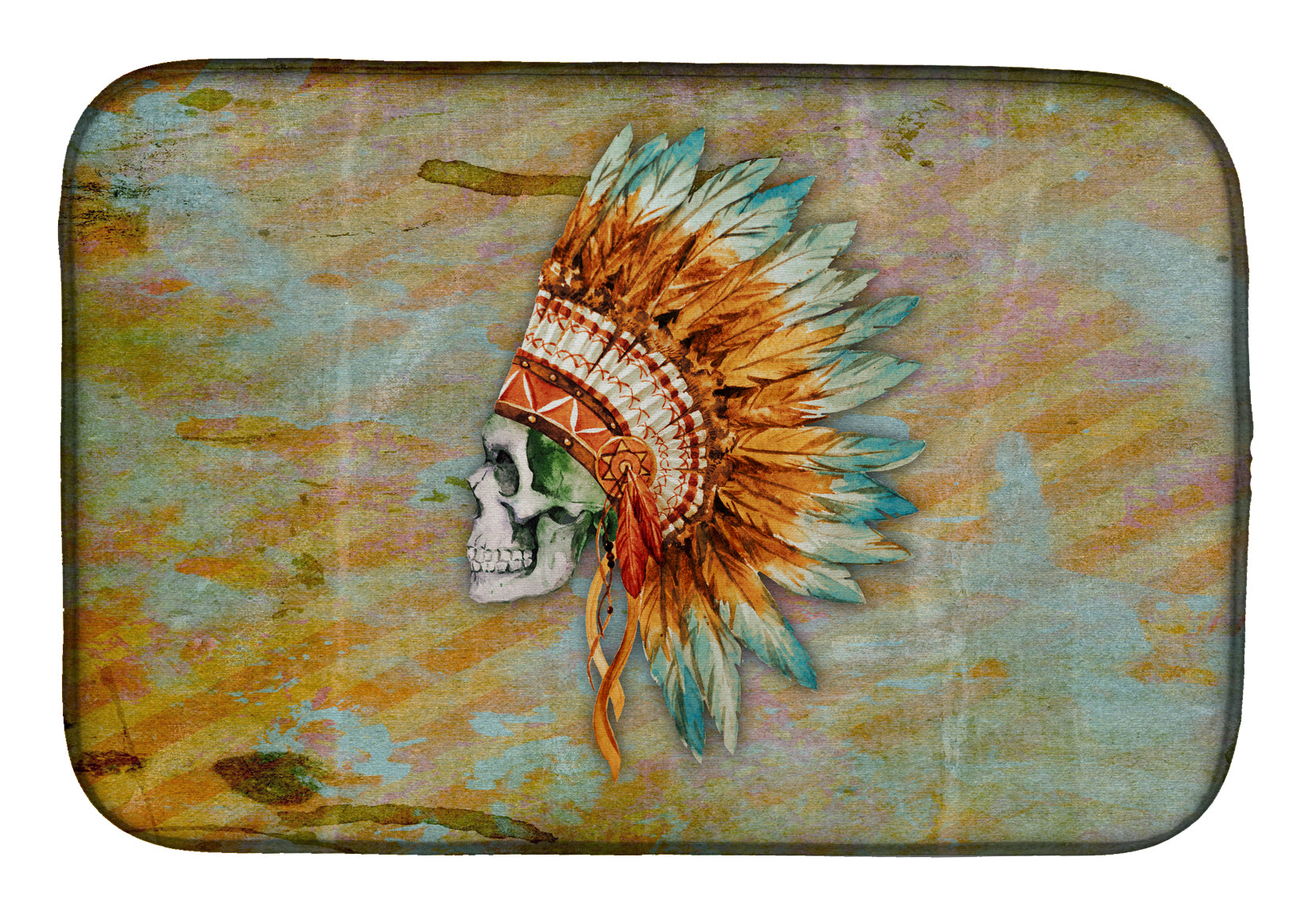 Day of the Dead Indian Skull  Dish Drying Mat BB5127DDM  the-store.com.