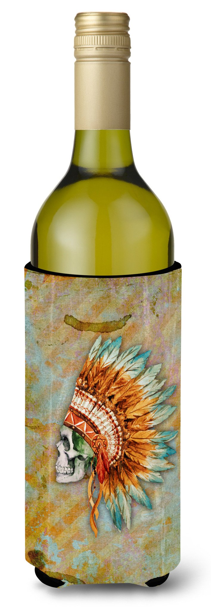 Day of the Dead Indian Skull  Wine Bottle Beverge Insulator Hugger BB5127LITERK by Caroline's Treasures